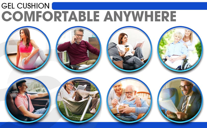 Gel Orthopedic Seat Cushion for Office Chair, Wheelchair, or Home - Gel Cushion for Back Pain