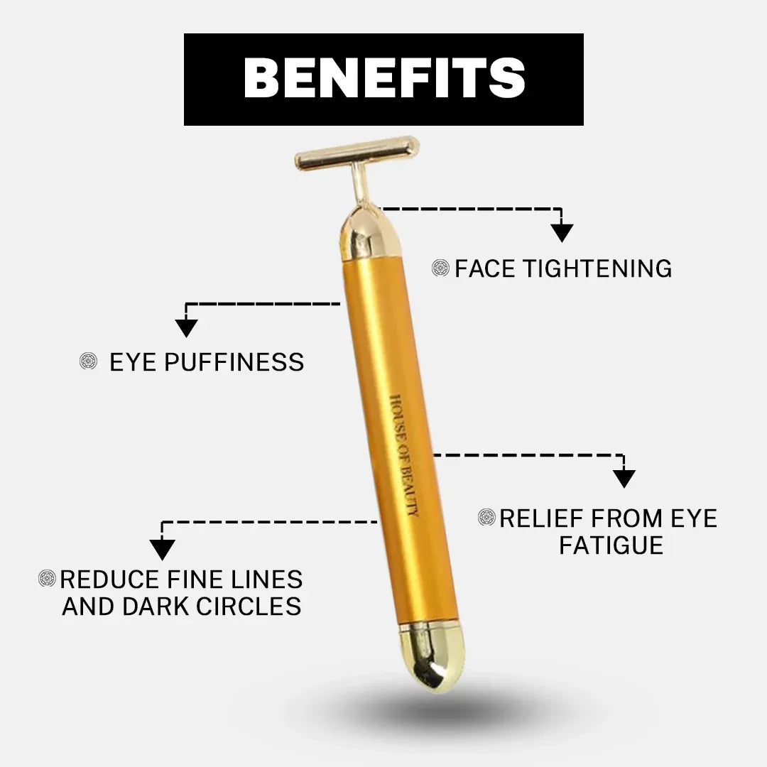 SkinVibe™24K Gold Energy Beauty Bar – Electric Facial Massage Roller